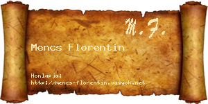 Mencs Florentin névjegykártya
